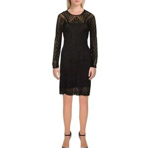 Lauren Ralph Lauren Women's Linen Blend Crochet Sheath Black Dress Black Plus 2X